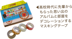 高校時代に先輩からもらった思い出のアルバムと部屋をデコレーションするマスキングテープ